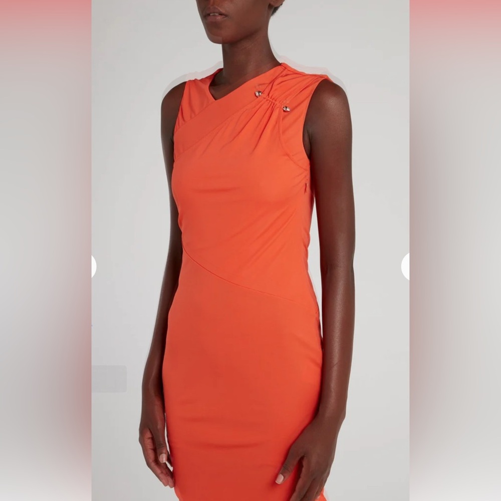Just Cavalli Orange Asymmetrical Sheath Dress